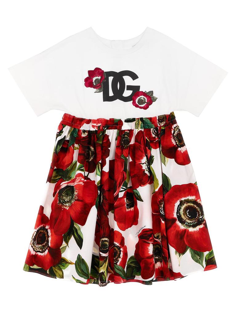 Shop Dolce & Gabbana Kids Floral-Printed Panelled Dress on Sale at