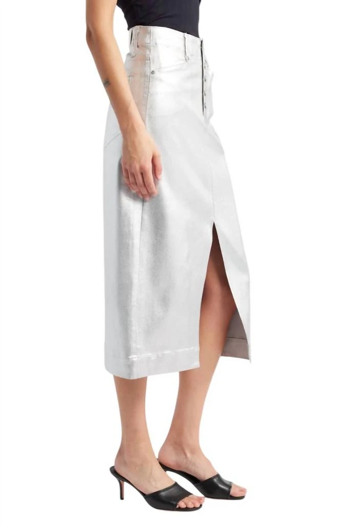 Paige Meadow Midi Skirt In Platinum Siver 2