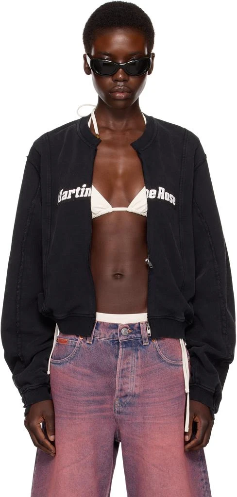 Martine Rose SSENSE Exclusive Black Shrunken Zip Up Crew Jacket