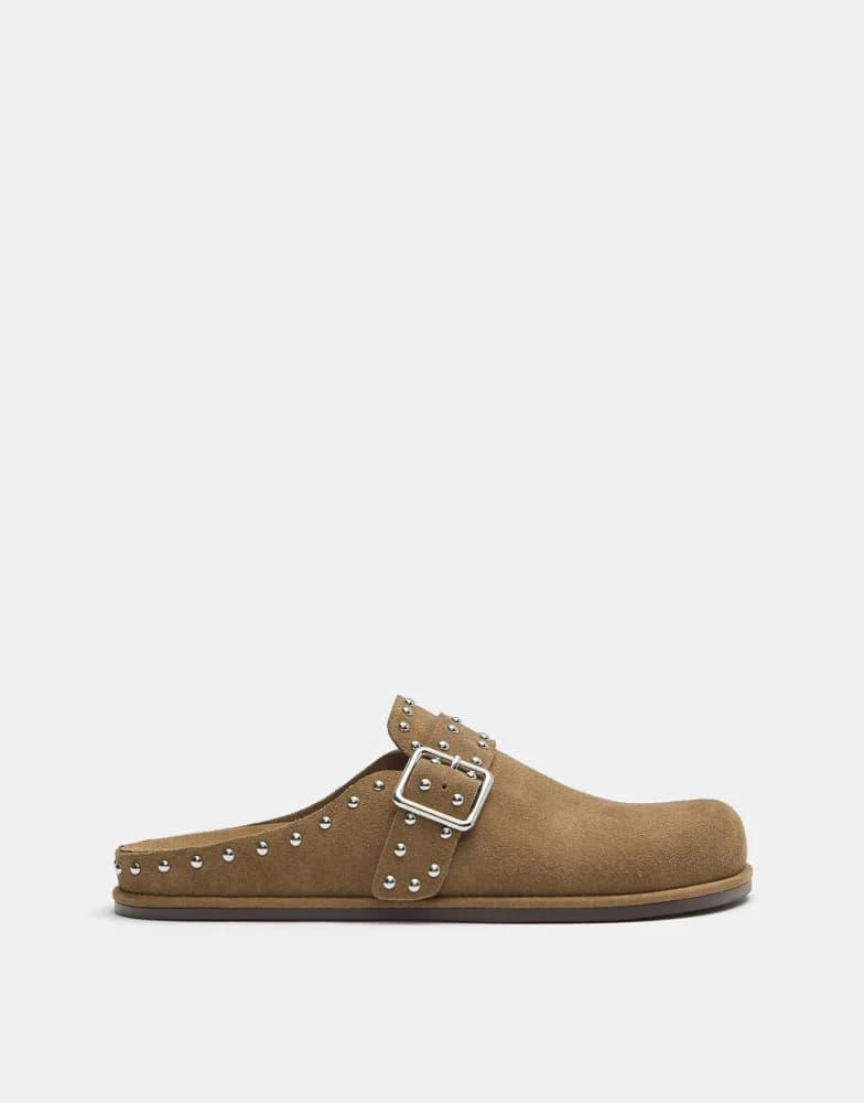 Pull&Bear Pull&Bear Leather clogs in sand 4