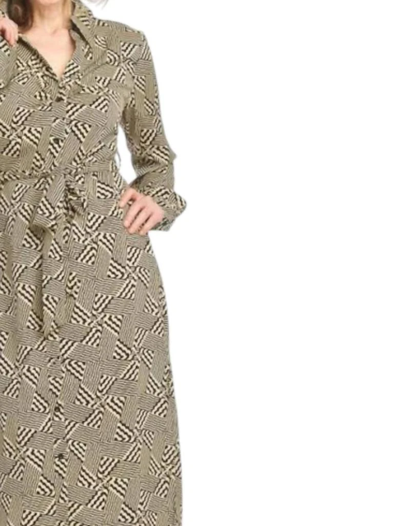 Papillon Geo Print Collared Dress In Black Multi 2