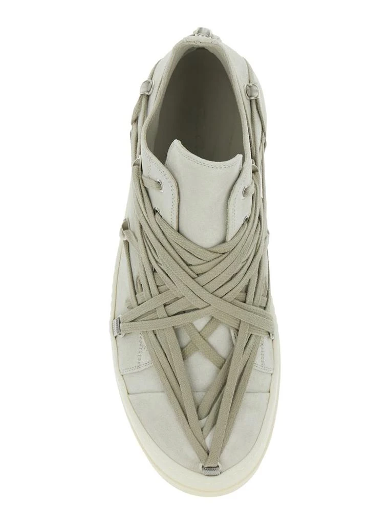 Rick Owens 'Megalace' Beige Sneakers With Decorative Oversize Laces In Leather Man 4