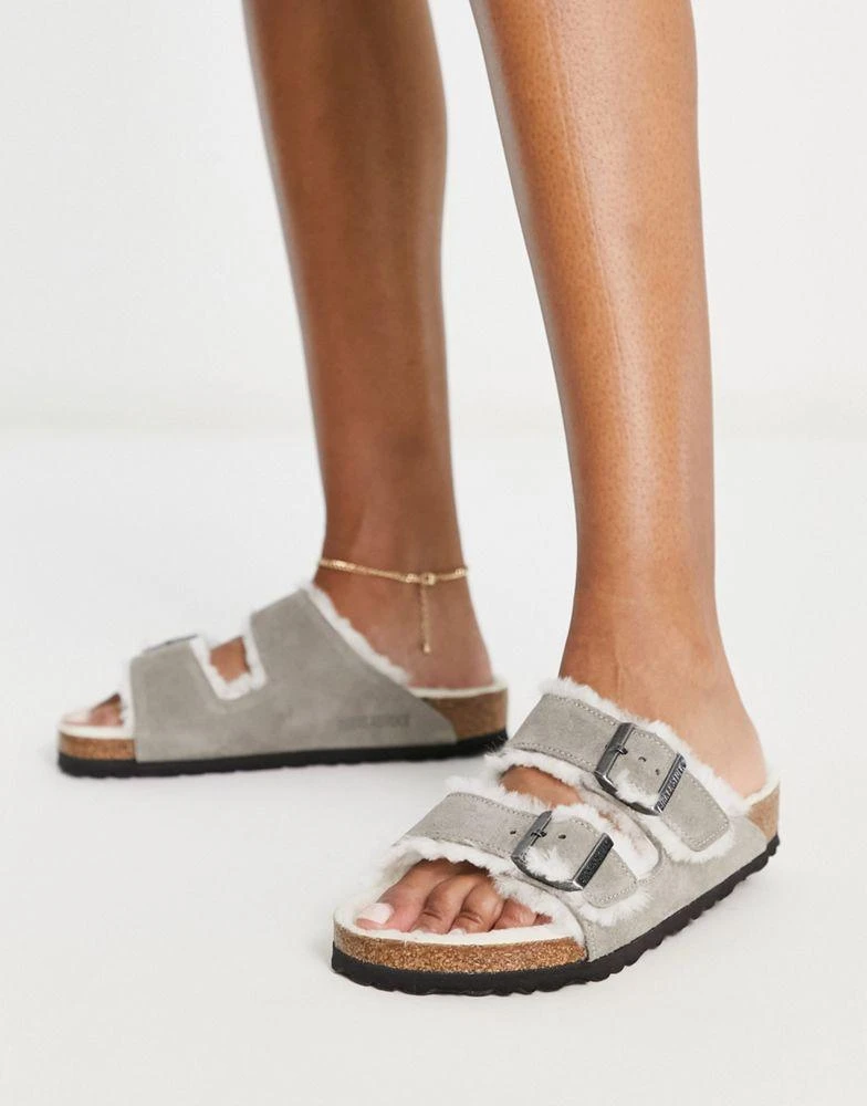 Birkenstock Birkenstock Arizona shearling sandals in grey 1