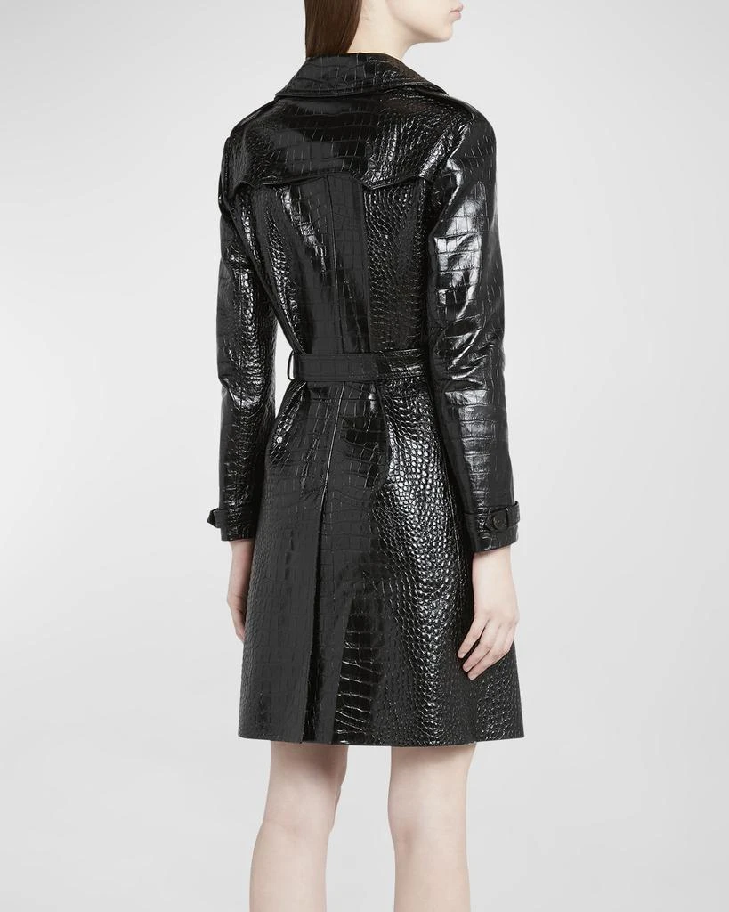 Tom Ford Croco Embossed Belted Leather Trench Coat 6