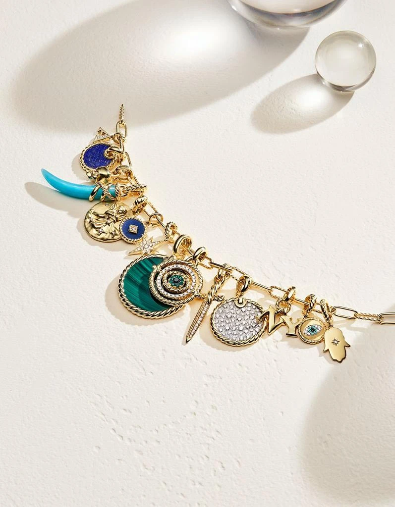 David Yurman 18K Yellow Gold Evil Eye Amulet with Emeralds 
Diamonds 6