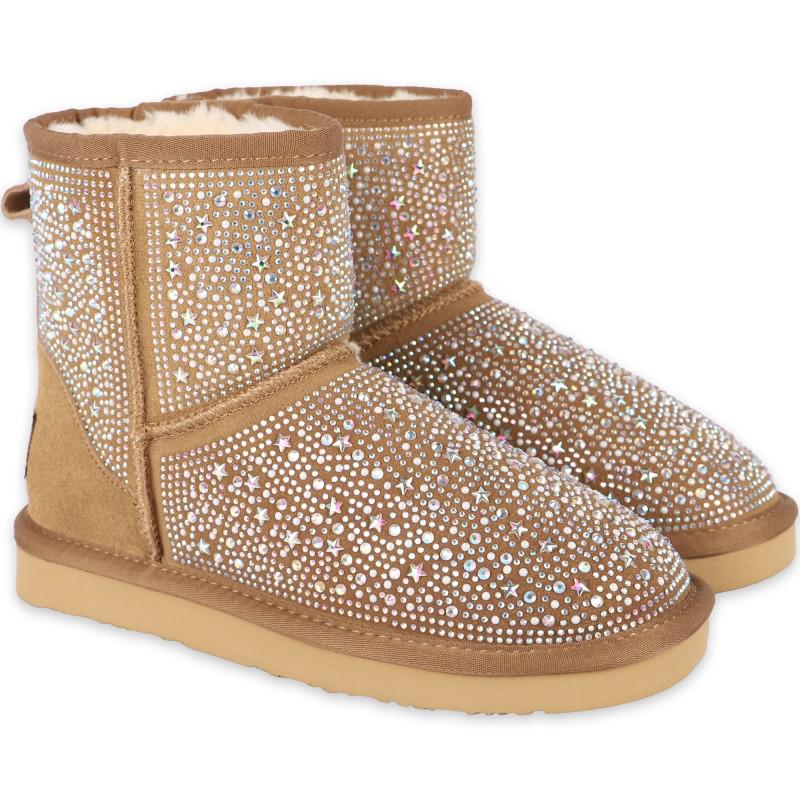 Lelli Kelly Rhinestones girls light brown suede boots