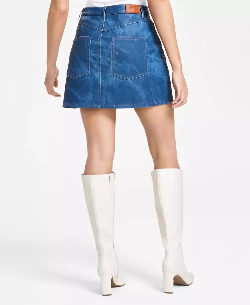 Bar III Women's Denim-Finish Faux-Leather Mini Skirt, Exclusively at Macy's 4