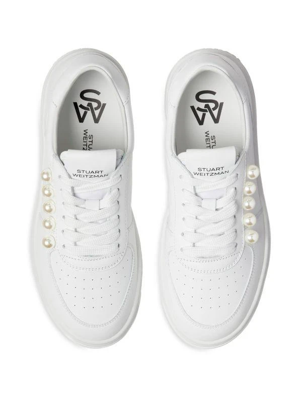 Stuart Weitzman Courtside Pearl Leather Low Top Sneakers 2