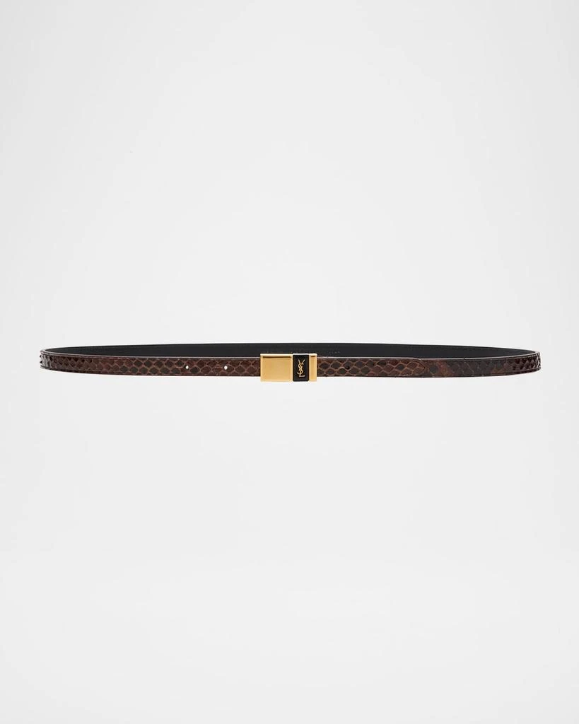 Yves Saint Laurent YSL Buckled Python Skinny Belt 1