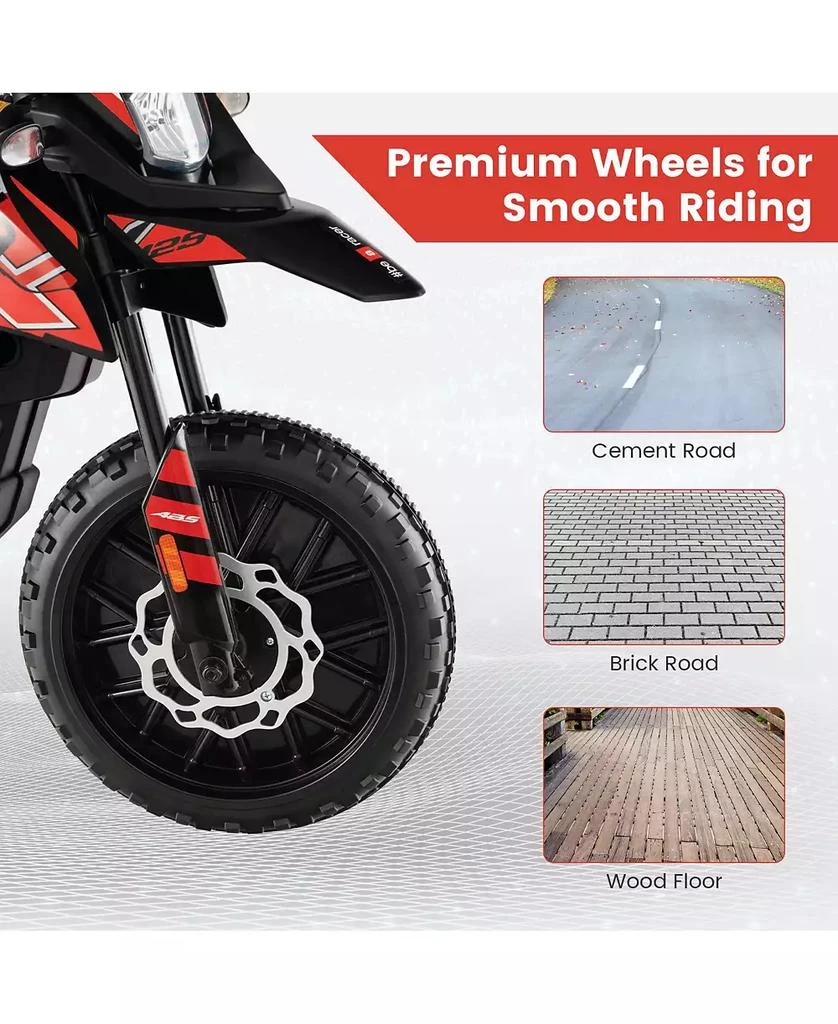 Costway 12V Licensed Aprilia Kids Ride On Motorcycle Electric Dirt Bike with Light 
Music 8