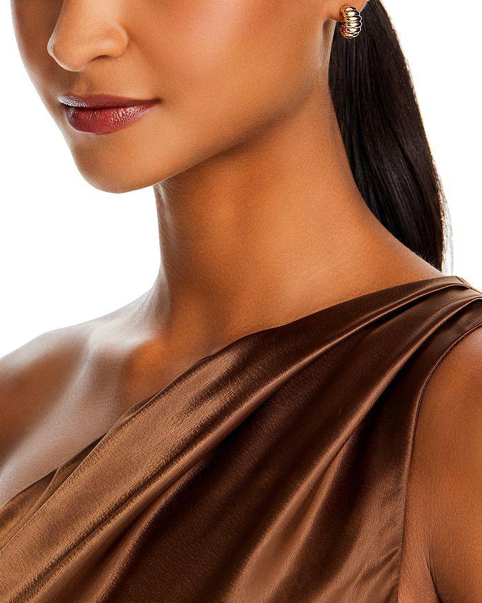 Bloomingdale's Shrimp Ridge Small Huggie Hoop Earrings in 14K Yellow Gold