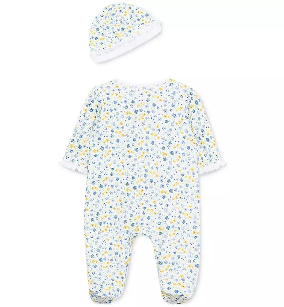 Little Me Baby Girls Dainty Blossoms Coverall and Hat, 2 Piece Set 2
