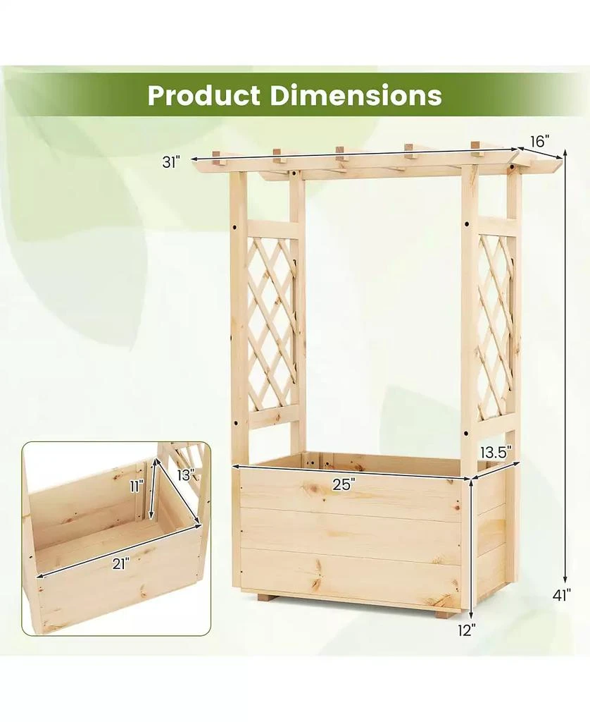 Slickblue Raised Garden Bed Wooden Elevated Planter Box with Hanging Roof 4