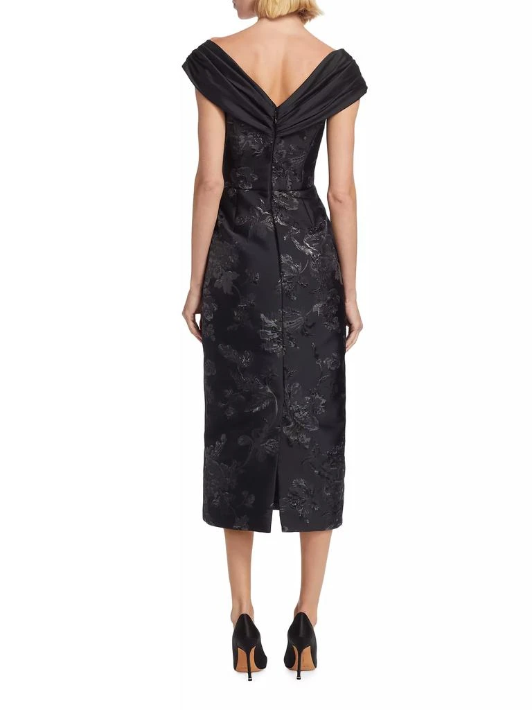 Amsale Brocade &amp; Taffeta Tea-Length Dress 5