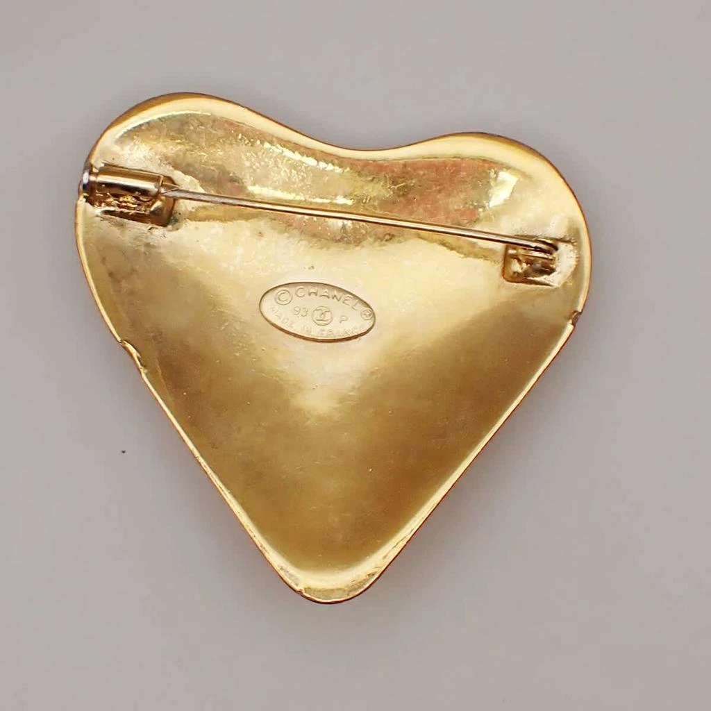 Chanel Vintage Cc Heart Brooch Metal _Plated Brooch Jewelry (Pre-Owned) 2