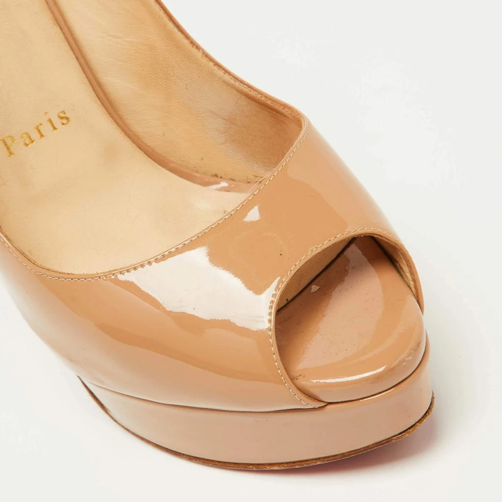 Christian Louboutin Christian Louboutin Beige Patent Leather Lady Peep Slingback Pumps Size 40 7