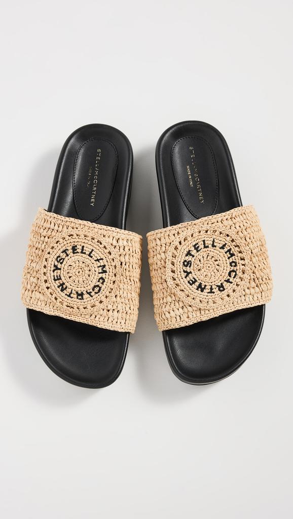 Stella McCartney Elyse Raffia Logo Slides