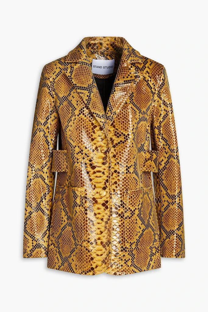 STAND STUDIO Ivy faux snake-effect leather blazer 1