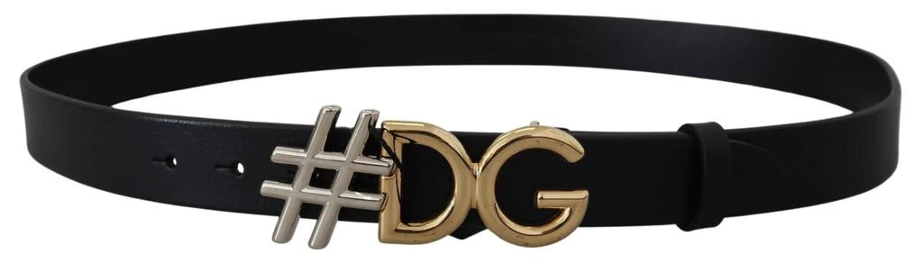 Dolce & Gabbana Black Leather Metal #DG Logo Buckle Belt 3