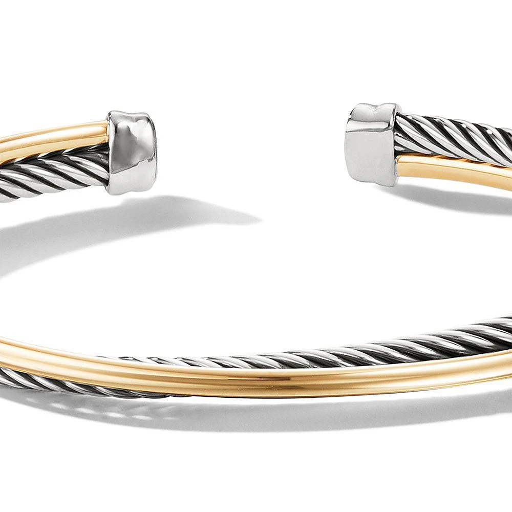 David Yurman Crossover Bracelet in Sterling Silver with 18K Yellow Gold, 3mm 3
