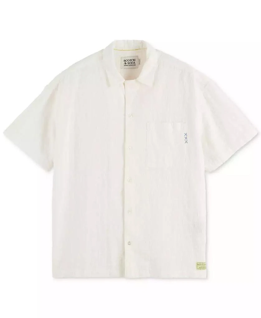 Scotch & Soda Men's Relaxed Fit Short Sleeve Cross Hatch Button-Front Camp Shirt 6