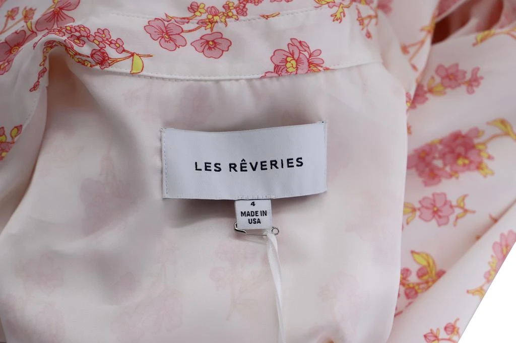 LES RÊVERIES Floral Print Wrap Midi Dress in White Silk 3