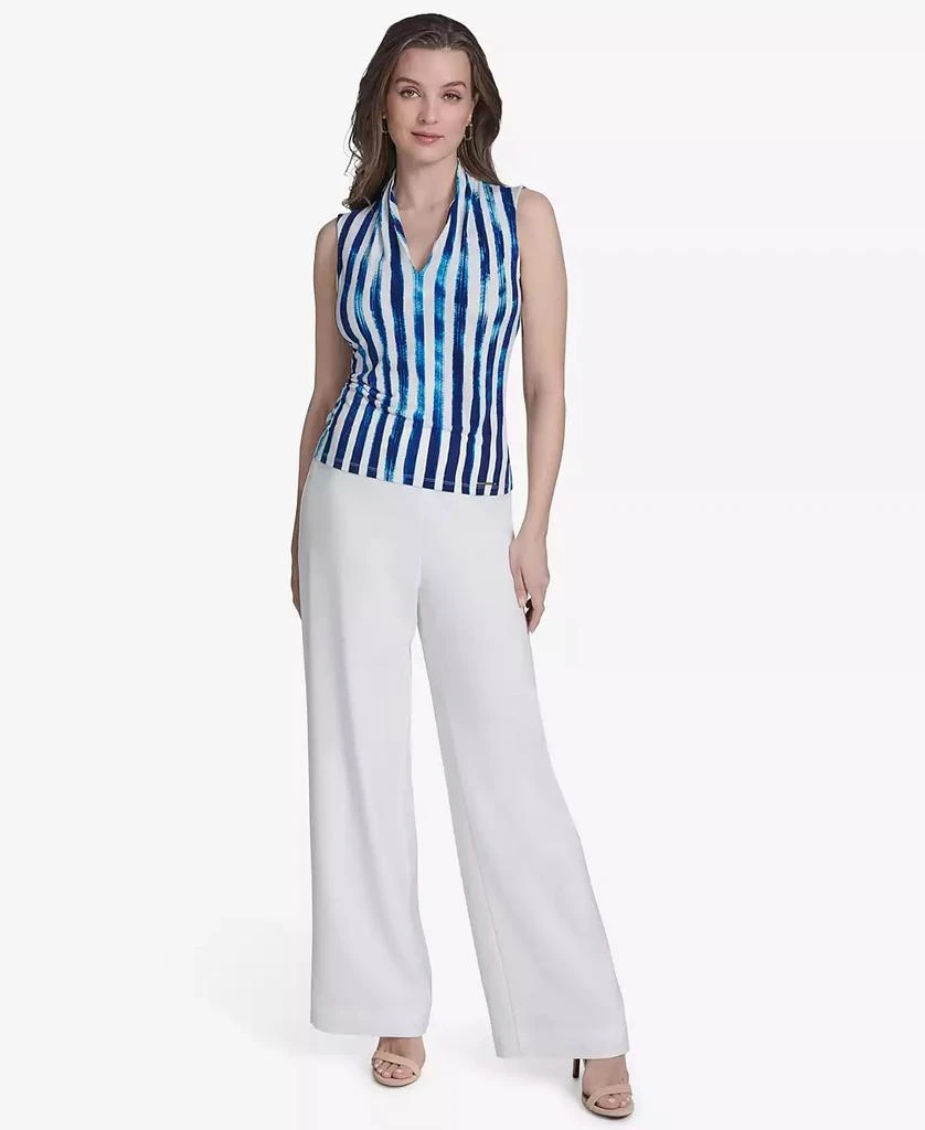 HALSTON Women's Striped Sleeveless Top 4