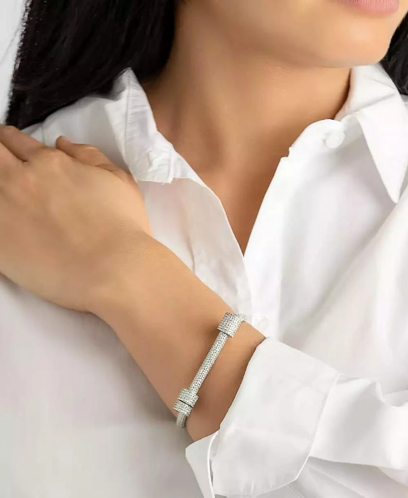 ADORNIA Silver-Plated Crystal Screw Cuff Bracelet 3