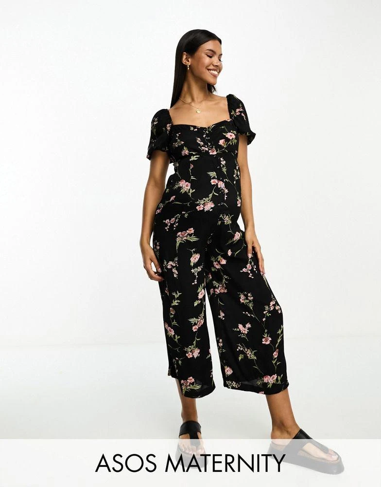 ASOS ASOS DESIGN Maternity milkmaid jumpsuit in floral print 1