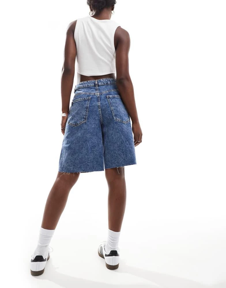 ASOS ASOS DESIGN denim bermuda short in dark mid blue 3
