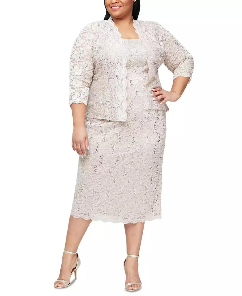 SL Fashions Plus Size 2-Pc. Lace Jacket & Sheath Dress Set 1