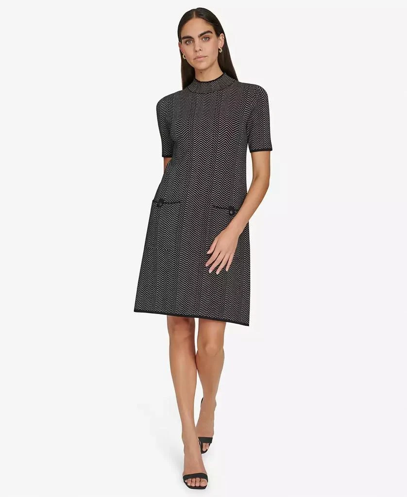 Calvin Klein Women's Mock-Neck Jacquard Sheath Dress 1