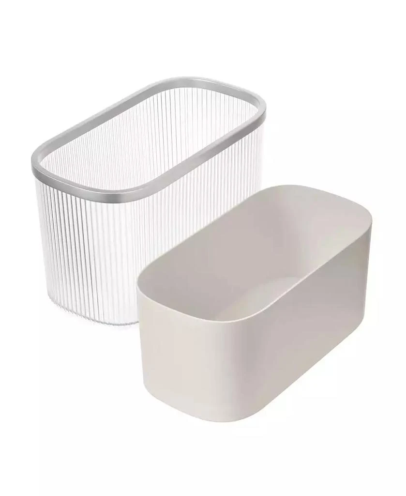 iDesign Plastic Bathroom Trash Can with Storage for Toiler Paper - Clear/Satin 8