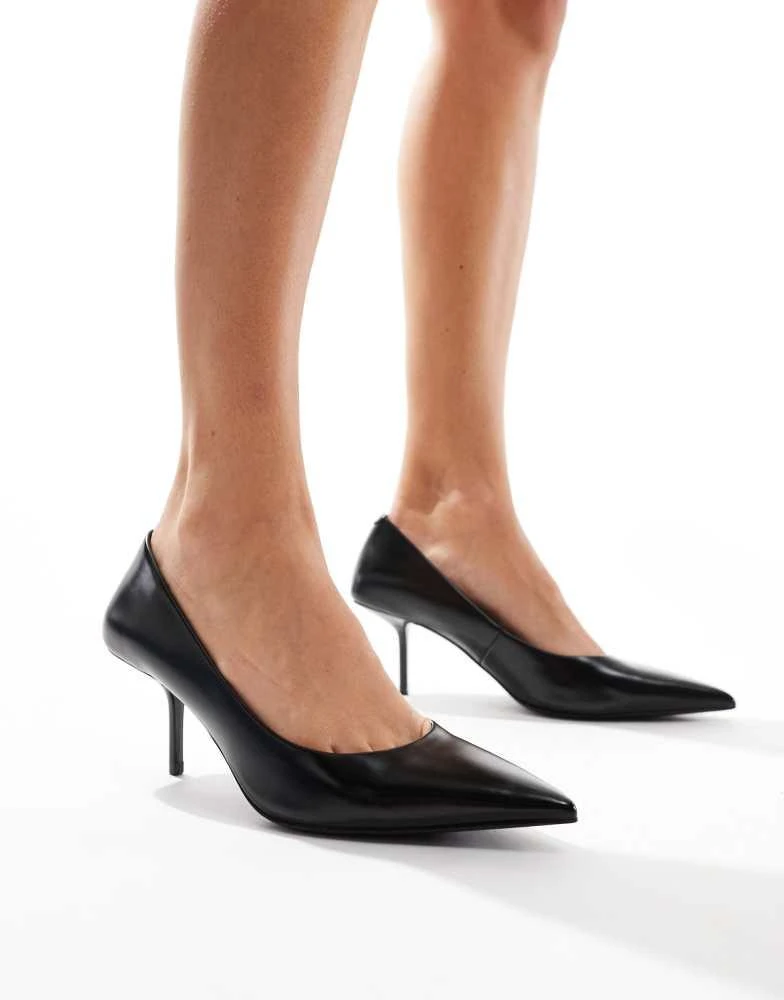 ASOS ASOS DESIGN Snatched pointed mid heeled court shoes in black 1