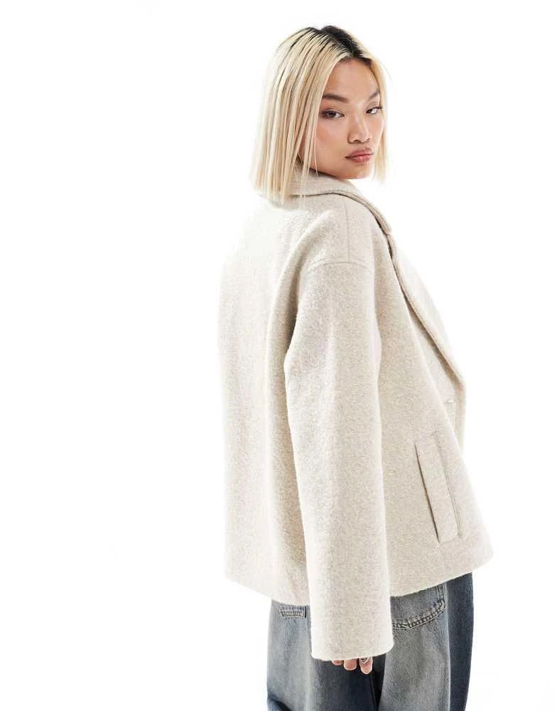 Native Youth Native Youth boucle double breasted cropped coat in cream 4