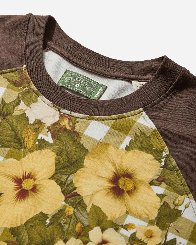 Levi's Men's Denim Tears Baseball T-Shirt Floral Gingham Gold 3