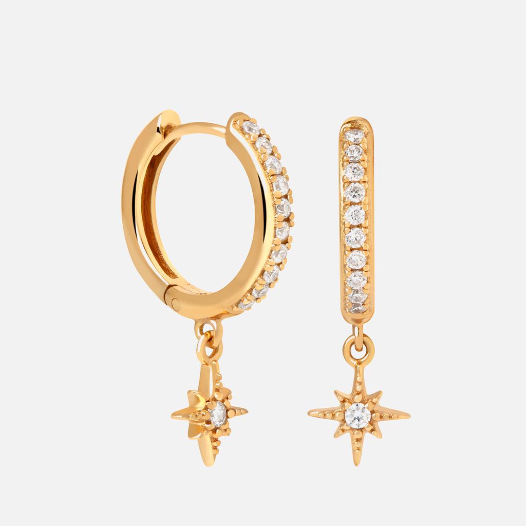 ASTRID & MIYU Astrid & Miyu Crystal Star Gold-Plated Hoop Earrings