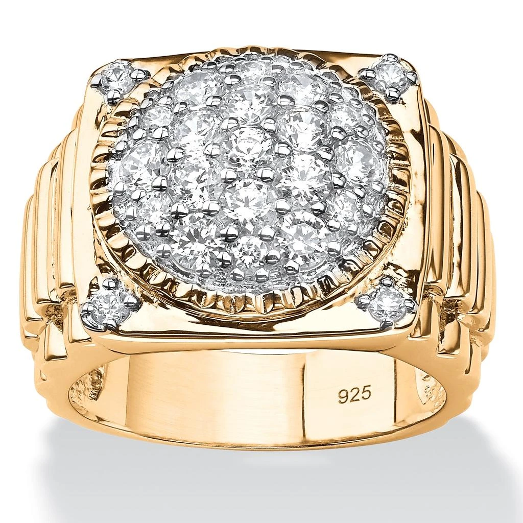 Palm Beach Jewelry Men
s 1.63 TCW Pave Cubic Zirconia 14k Gold-plated Sterling Silver Cluster Ring