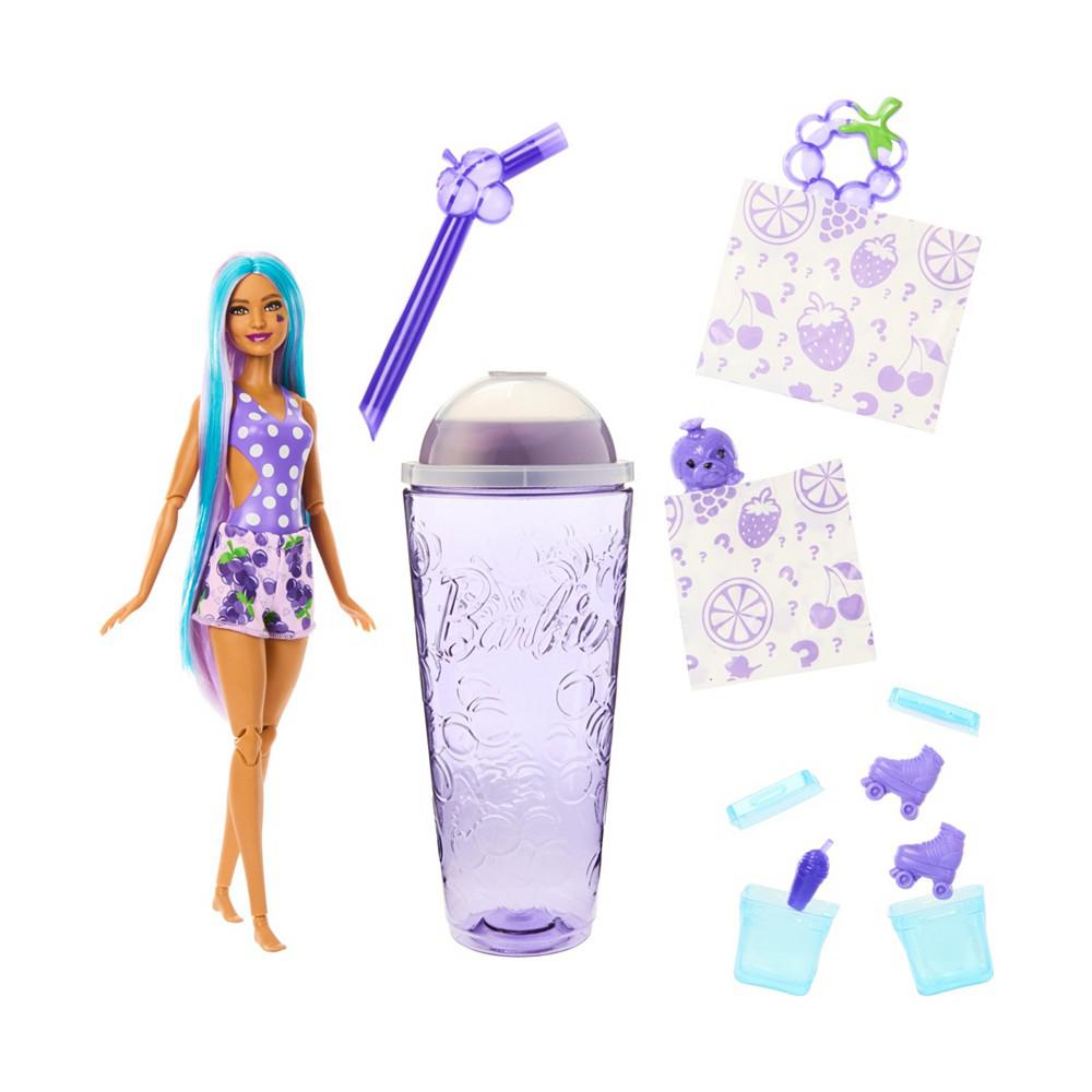 Barbie Pop Reveal Fruit Series Grape Fizz Doll, 8 Surprises Include Pet, Slime, Scent & Color Change