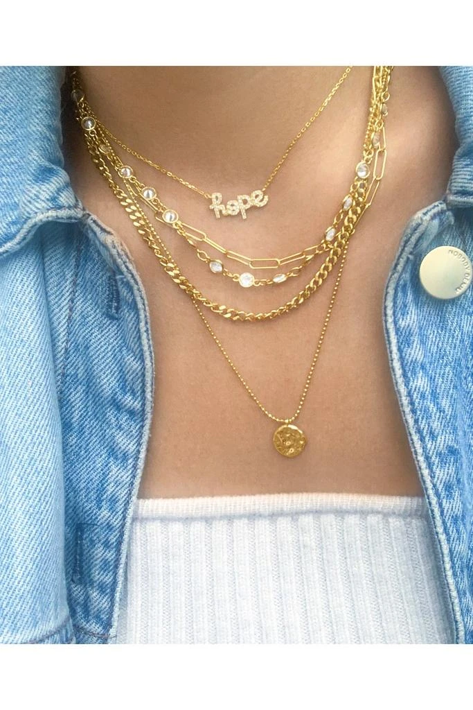 ADORNIA 14K Yellow Gold Plated Layered Pebbled Charm Necklace 2