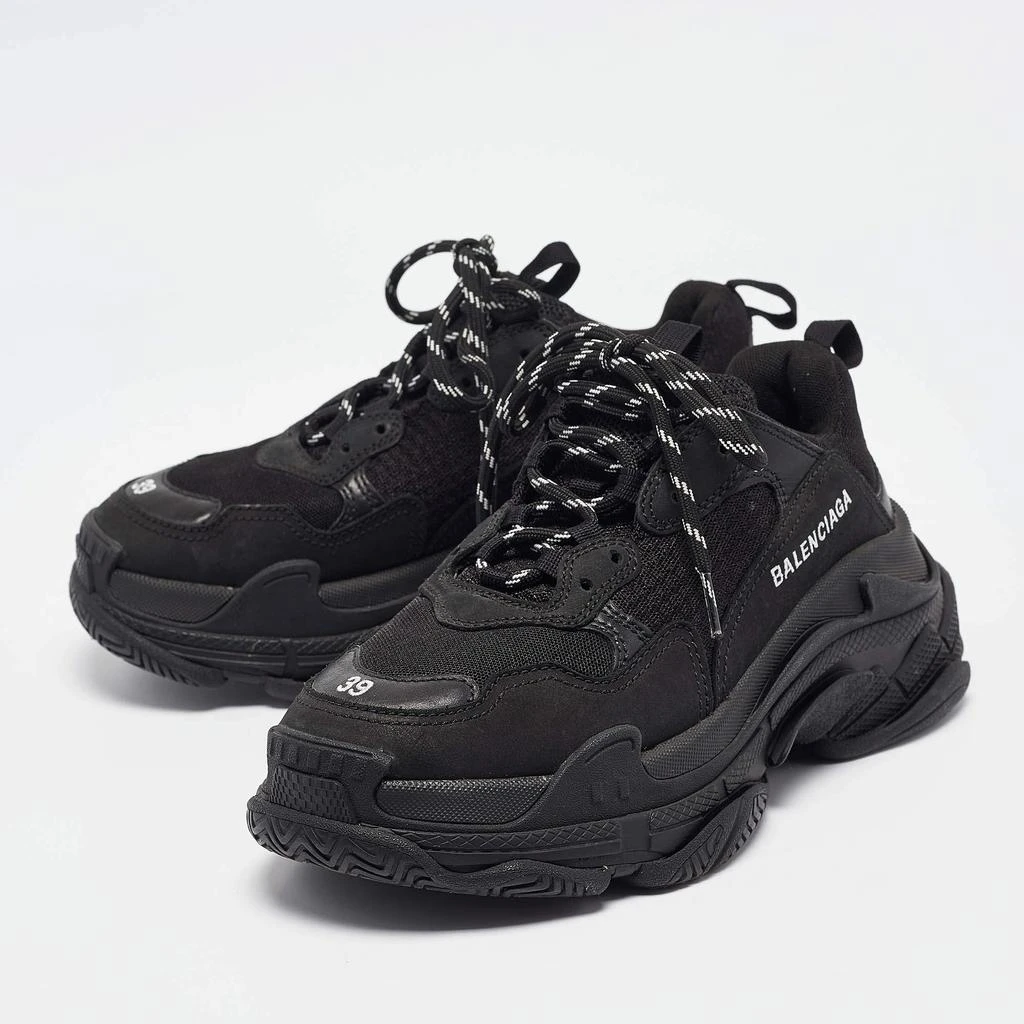 Balenciaga Balenciaga Black Nubuck Triple S Lace Up Sneakers Size 39 2