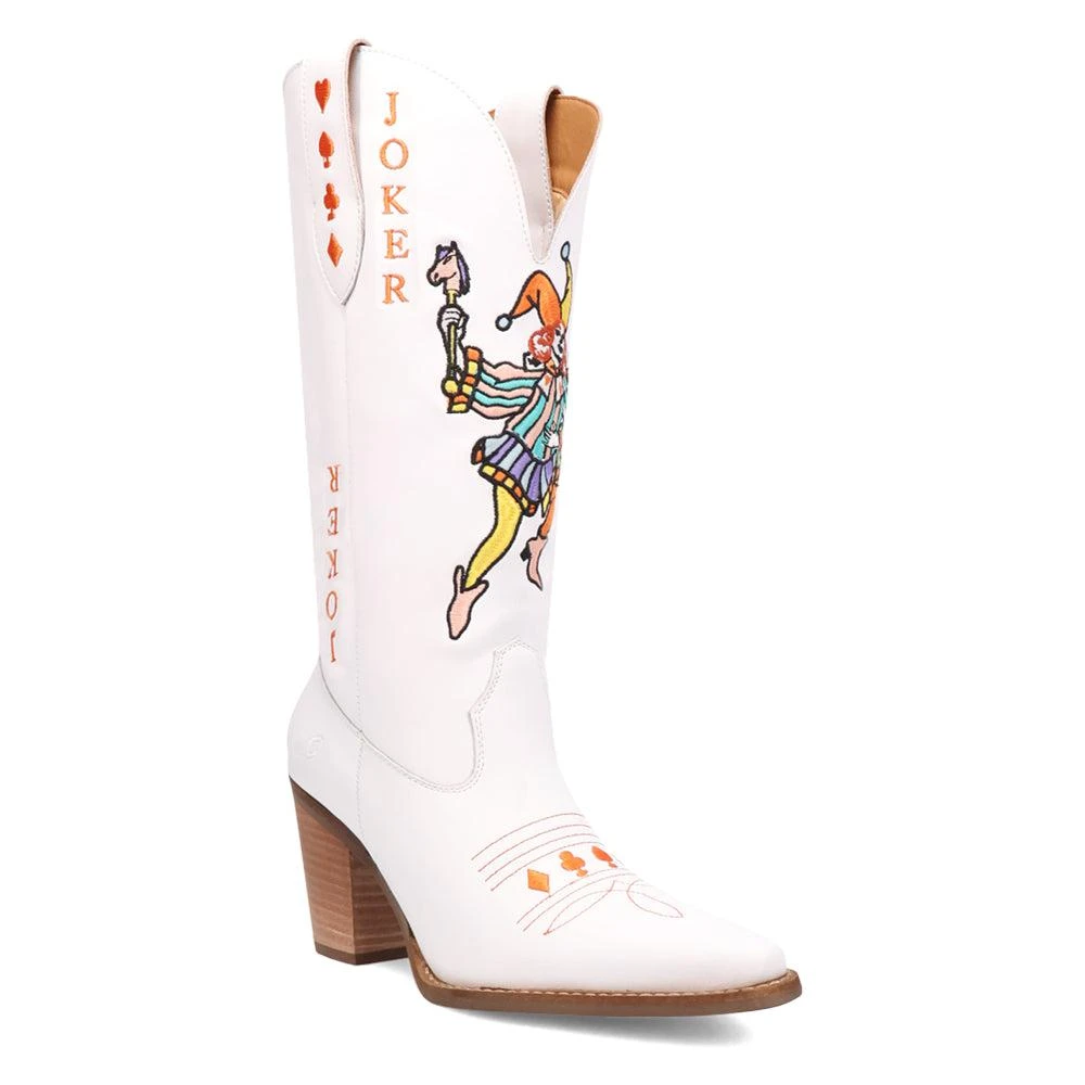 Dingo Joker Graphic Embroidered Snip Toe Pull On Cowboy Boots 2