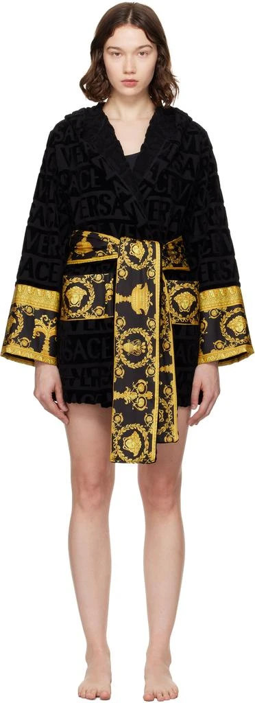 Shop Black 'I Heart Baroque' Short Bathrobe on Sale at BeyondStyle  Get  Lowest price in three month Black 'I Heart Baroque' Short Bathrobe with  Limited-Time Flash Deals, Exclusive Discounts, and Special