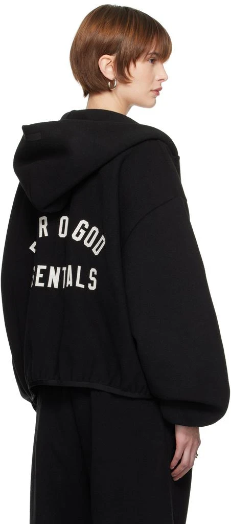 Essentials Black Brushed Hooded Bomber Jacket 3
