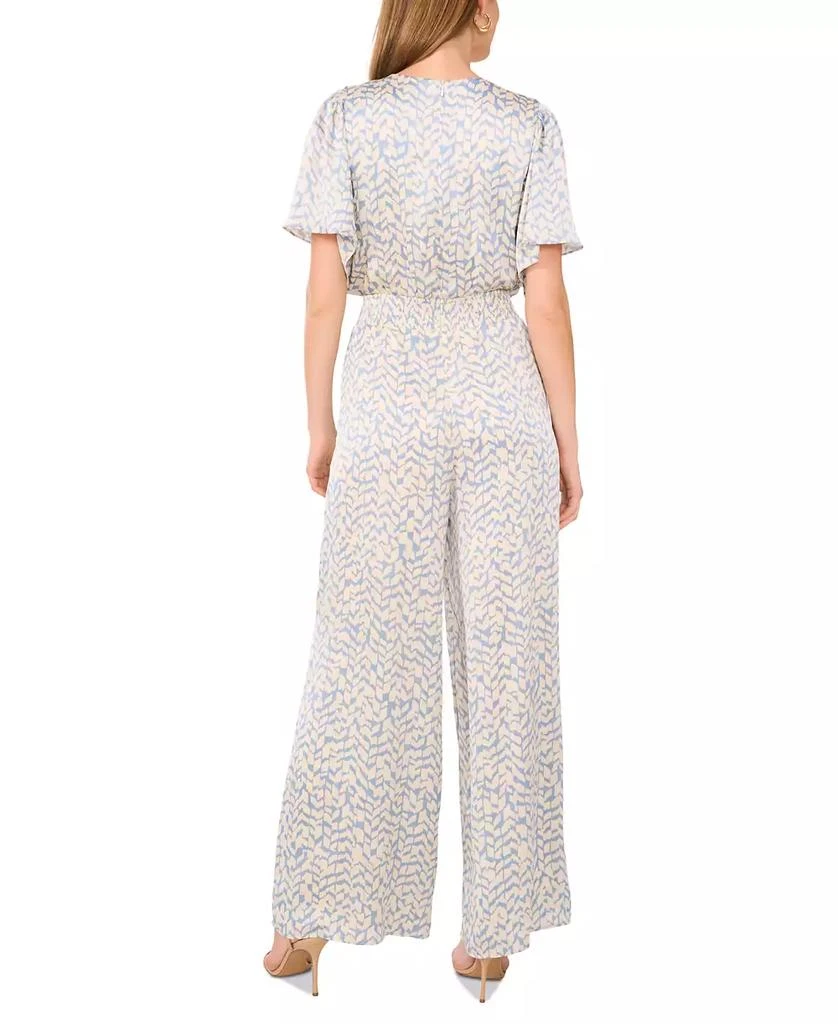 Vince Camuto Women's Printed Smocked-Waist Flutter-Sleeve Jumpsuit 4