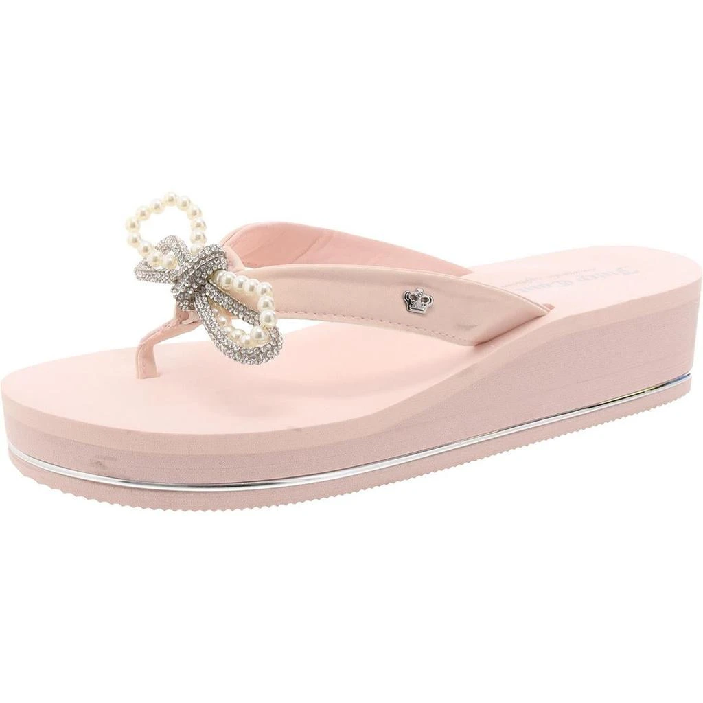 Juicy Couture Crepe Womens Rhinestone Bow Platform Sandals 1
