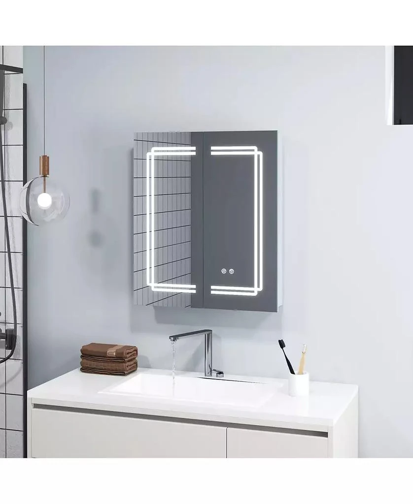 Gymax 23.5 x 27.5 Inch Bathroom Medicine Cabinet w/ Mirror LED Lighted Mirror Cabinet 4