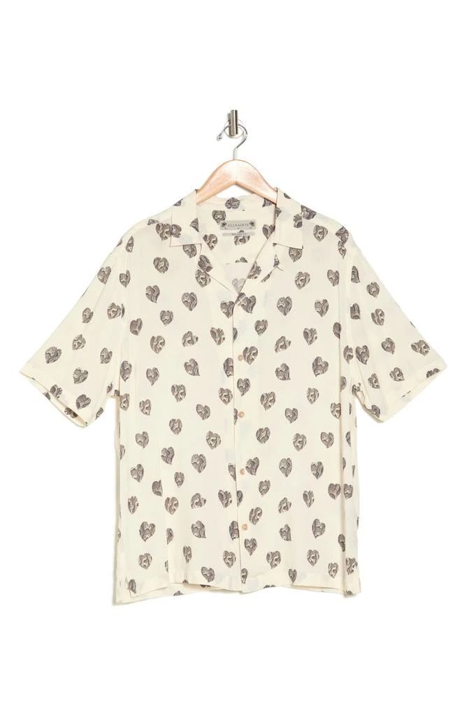 ALL SAINTS Snakeskin Heart Relaxed Fit Button-Up Camp Shirt 3