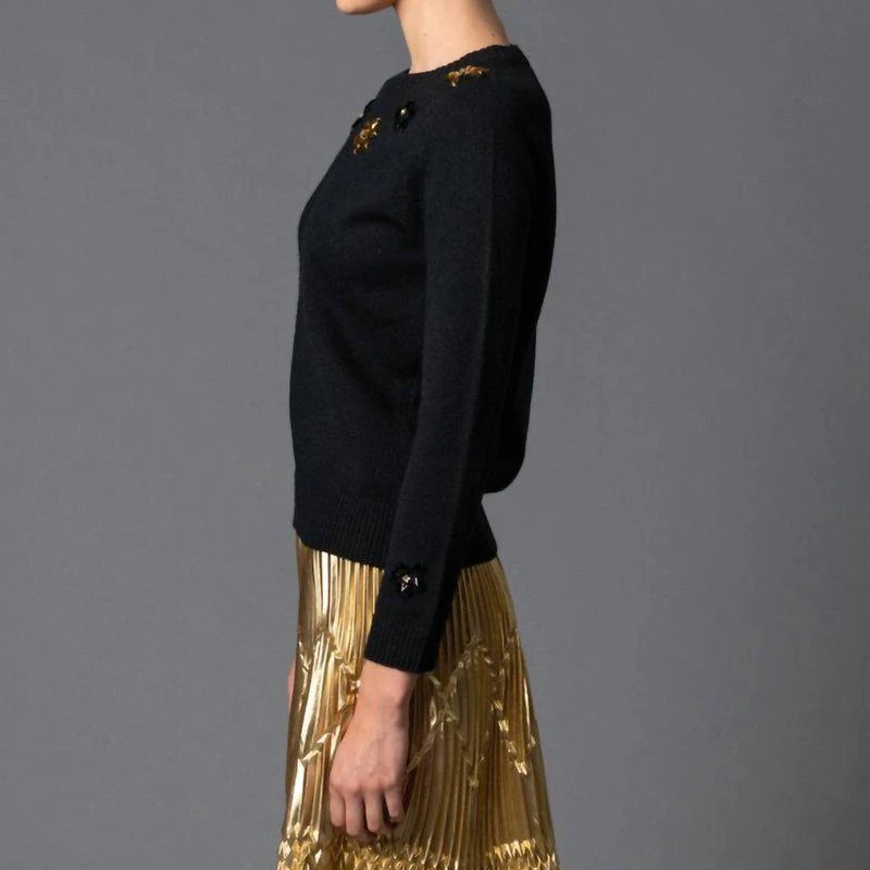 Le Superbe Dripping Daisy Sweater In Black 2