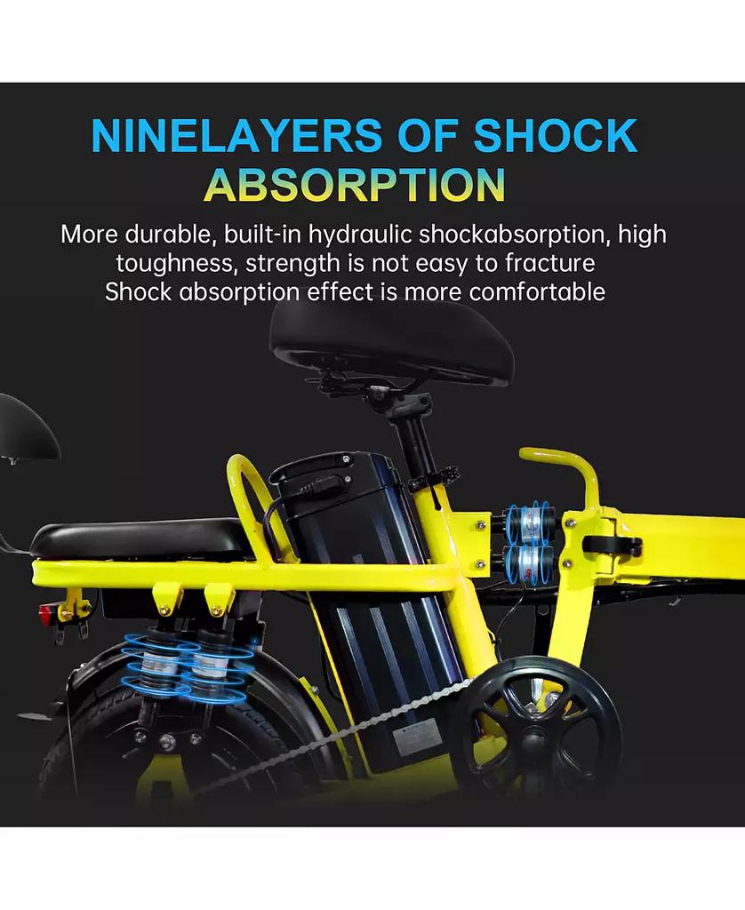 LTMATE Global Inc. Foldable 500W Electric Bike, LED Display, Shock Absorption, Anti-Theft Alarm